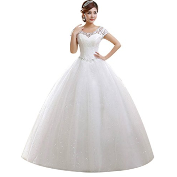 Eyekepper Double Shoulder Floor Length Bridal Gown Wedding Dress Custom Size (2,White)