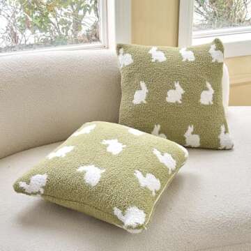 REPRECONF Happy Easter Rabbit Throw Pillow Covers Set - Cozy Decorative Cushions 18 inches