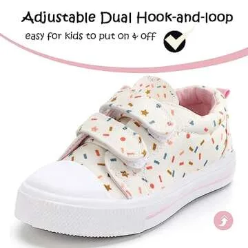 K KomForme Toddler Sneakers for Boys and Girls Dual Hook and Loops Sneakers Baby Canvas Shoes Colorf...