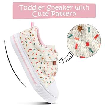 K KomForme Toddler Sneakers for Boys and Girls Dual Hook and Loops Sneakers Baby Canvas Shoes Colorful