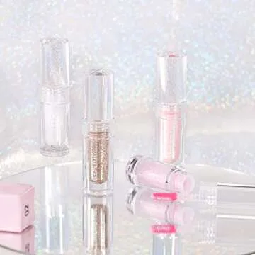 YMH BEAUTE Liquid Glitter Eyeshadow, Pigmented, Long Lasting, Quick Drying, Easy to Apply, Loose Glitter Glue for Eye Crystals Makeup (Transparent Flashing Colorful Sequins 01)