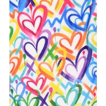 iscream + Corey Paige Designs Big Girls Bright Print Silky Soft Plush Pants - Graffiti Hearts, Large...