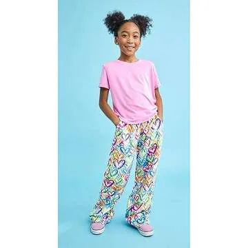 Stylish Girls Plush Pants - Graffiti Hearts Pattern