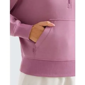 CRZ YOGA SoftAura Half Zip Sweatshirt for Women Long Sleeve Pullover Workout Casual Funnel Neck Tops with Pocket Velvet Dust Medium
