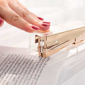 SIRMEDAL Elegant Acrylic Stapler with Rose Gold Staples