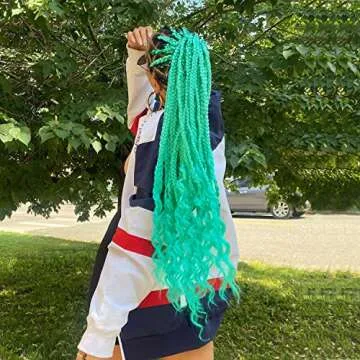 Green Braiding Hair Jumbo Braids Extensions Pre Stretched 24inch 5pcs Glow in the Dark Hair