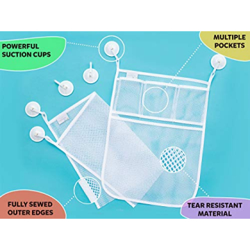 Mesh Bath Toy Organizer 2-Pack with Strong Suction Hooks