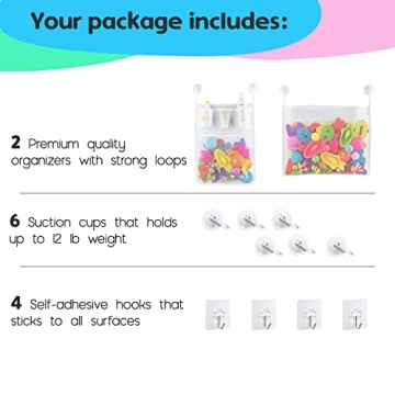 Mesh Bath Toy Organizer 2-Pack with Strong Suction Hooks