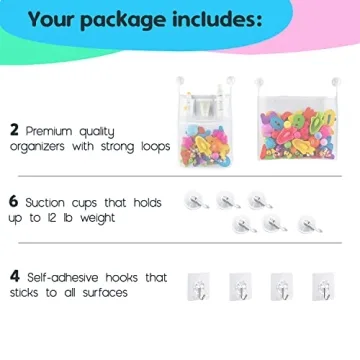 Mesh Bath Toy Organizer 2-Pack with Strong Suction Hooks