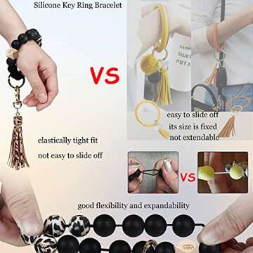 Stylish BIHRTC Beaded Keychain Bracelet for Women