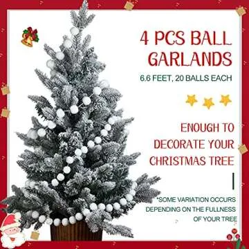 Tegeme 4 Pieces Felt Pom Poms Garland Ball 6.6ft Hanging Banner Ball Garland for Wall Decoration Festivals Room Home Wedding Birthday Party(White)