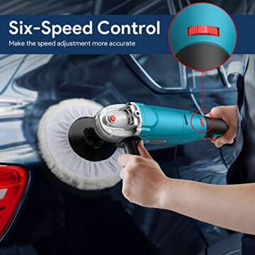 ENEACRO Polisher, Rotary Car Buffer Polisher Waxer, 1200W 7-inch/6-inch Variable Speed 1500-3500RPM, Detachable Handle Suitable for Boat,Car Polishing and Waxing