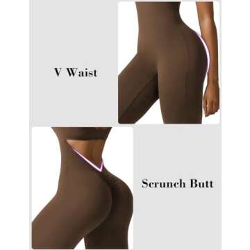 Vertvie Sleeveless Flare Jumpsuits for Women Sexy Backless Bodycon V Back Scrunch Butt Yoga Rompers Seamless Workout Bodysuit(Coffee,X-Small)