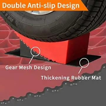 OULEME RV Leveling Blocks, Camper Leveler System 2 Packs for Dual Axle Tandem Wheel Travel Trailer, Include 2 Curved Leveler Ramp, 2 Chock, 2 Rubber Mat, 1 T Bubble Level, 1 Carry Bag