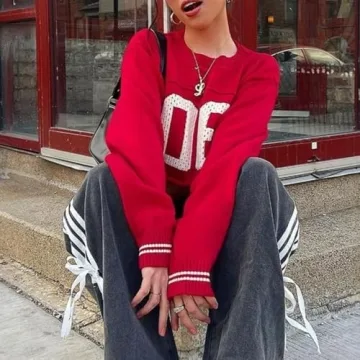 Hesaco Y2k Graphic Hoodie Women Trendy Crop Sweatshirt