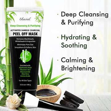 Ebanel Blackhead Remover Charcoal Peel Off Face Mask with Brush - Powerful Deep Cleanser, Minimizes ...