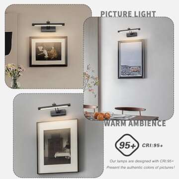 7Degobii Wireless Picture Light for Wall Battery Powered Picture Light with Remote and Timer,12in Gallery Lights Black 3CCT Rechargeable Art Light Adjustable LED Display Lighting