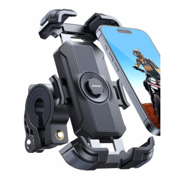 JOYROOM Motorcycle Phone Mount, 2024 Upgrade [Metal Tie Rod][1s Auto Lock] Bike Phone Holder Mount H...