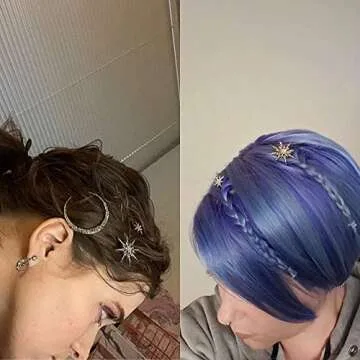 Hedume 12 Pack Stars and Moon Hair Clips, Vintage Rhinestone Hair Pin, Metal Alloy Diamond-studded Hair Accessories for Women Girls