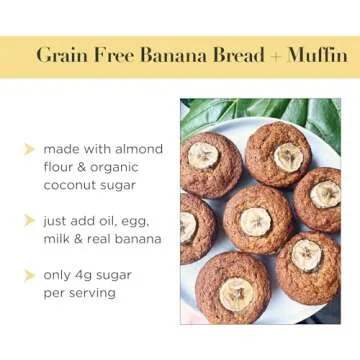 Stellar Eats Grain-Free Baking Mix | Gluten-Free, Dairy-Free, Plant-Based | Fluffy, Moist, & Naturally Sweet | Sweetened with Coconut Sugar | Almond Flour-Based, Paleo-Friendly | Easy-to-Make 1 Loaf or 12 Muffins (Banana Bread + Muffin)
