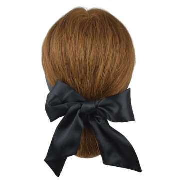 Wig Grip Band Soft Satin Scarf Fashion Headbands for Lace Frontal Wigs Fixing, Makeup, Sports, Yoga, Facial (1 Pcs, Black)