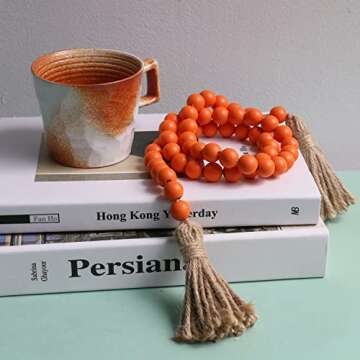 Meplait 39in Wood Bead Garland Farmhouse with Tassels,Versatile Prayer Beads Boho Chic Wall Hanging ...