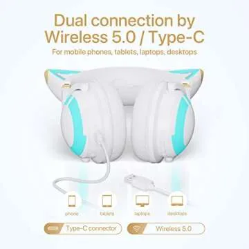 Stylish YOWU Cat Ear Headphones with RGB Lights for Gamers
