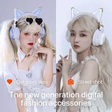 Stylish YOWU Cat Ear Headphones with RGB Lights for Gamers