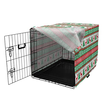 Festive Ambesonne Christmas Dog Crate Cover for Pets