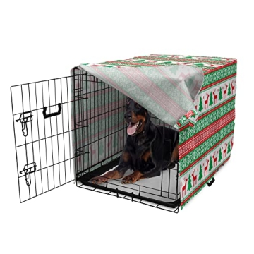 Festive Ambesonne Christmas Dog Crate Cover for Pets