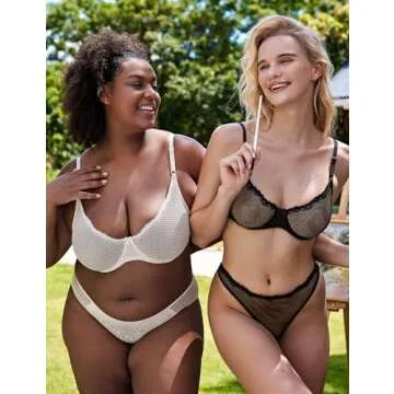 Wingslove Women's Sexy 1/2 Cup Lace Bra Balconette Mesh Underwired Demi Shelf Bra Unlined See Through Bralette (Ivory,36D)