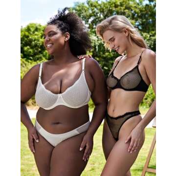 Wingslove Women's Sexy 1/2 Cup Lace Bra Balconette Mesh Underwired Demi Shelf Bra Unlined See Through Bralette (Ivory,36D)