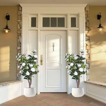 AUMMOOH Artificial Camellia Potted Plant for Indoor Décor