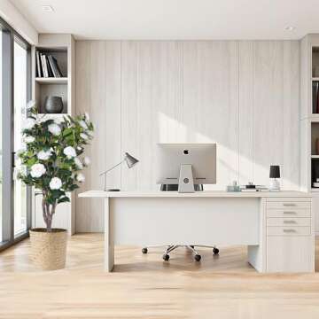 AUMMOOH Artificial Camellia Potted Plant for Indoor Décor