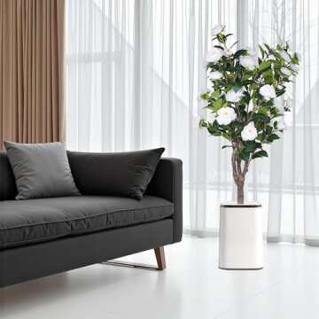 AUMMOOH Artificial Camellia Potted Plant for Indoor Décor