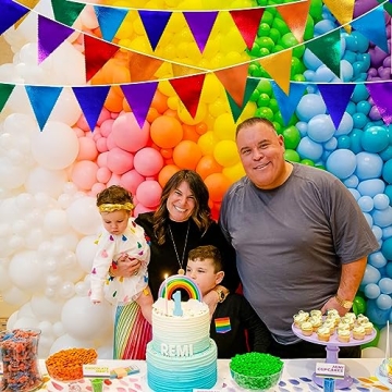 Rainbow Party Metallic Fabric Pennant Banner for Celebrations