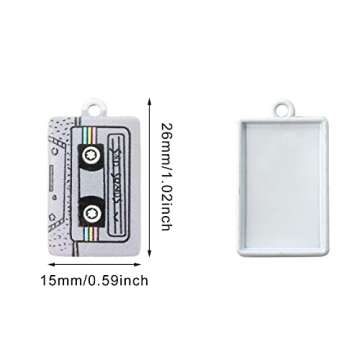 Honbay 16PCS Alloy Music Charms Pendant Funny Cassette Tape Charms Retro Tape Pendants for Earrings ...