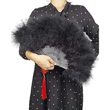 Happy Feather Handheld Marabou Fan for 1920s Party Style