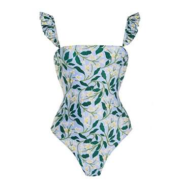 2 Piece Swimsuits for Women: Floral One Piece Swimwear with Beach Cover up Wrap Skirt Bikini Sets Su...