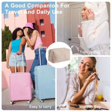 Gleyemor Cute Plush Travel Makeup Bag for Women