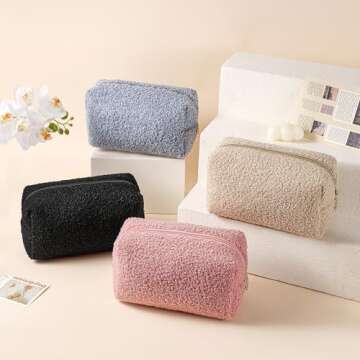 Gleyemor Cute Plush Travel Makeup Bag for Women