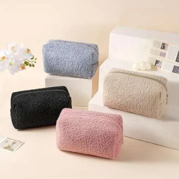Gleyemor Cute Plush Travel Makeup Bag for Women