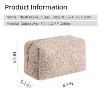 Gleyemor Cute Plush Travel Makeup Bag for Women