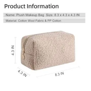 Gleyemor Cute Plush Travel Makeup Bag for Women