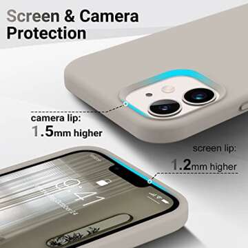 AOTESIER Compatible with iPhone 12 Case and iPhone 12 Pro Case 6.1 inch,Silky Touch Premium Soft Liquid Silicone Rubber Anti-Fingerprint Full-Body Protective Flexible Bumper Case (Stone)