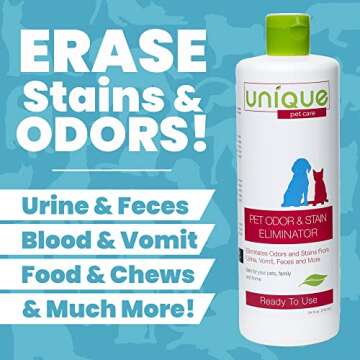 Unique Pet Odor and Stain Eliminator - 24 oz. Ready-to-Use Liquid - Bio-Enzymatic Formula Eliminates...