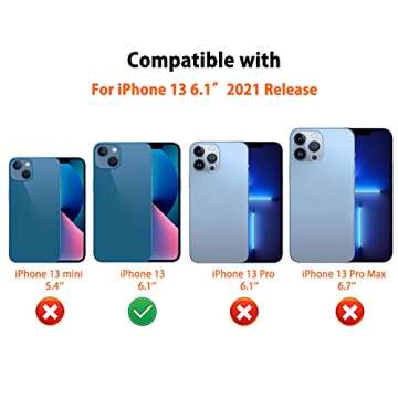 SZHAIYU Wallet Crossbody for iPhone 13 Phone Case with Lanyard Strap Credit Card Holder 6.1'', PU Le...