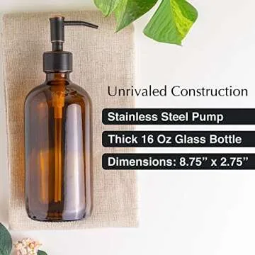 Vine Creations Amber Glass Soap Dispenser Set 2-Pack