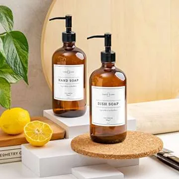 Vine Creations Amber Glass Soap Dispenser Set 2-Pack