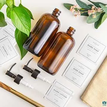 Vine Creations Amber Glass Soap Dispenser Set 2-Pack